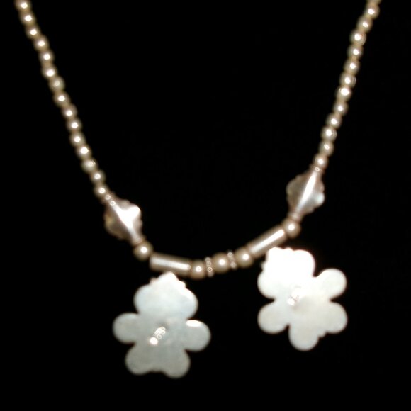 Vintage Amethyst Flower 18" Silver Bead Necklace - Picture 3 of 9